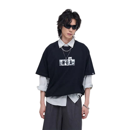 HEA Unisex City Graphic Raglan T-Shirt, Great Wall Silhouette Streetwear Short Sleeve Tee