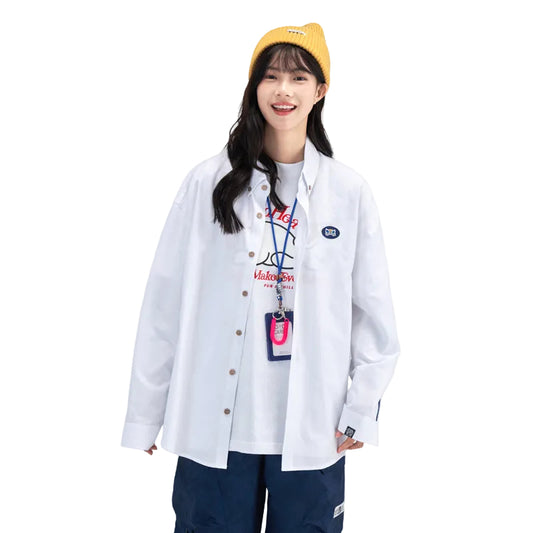 HEA Long Oversized Shirt with Unique Front Graphic Print Casual Streetwear T-shirt Unisex Fashion Shirt