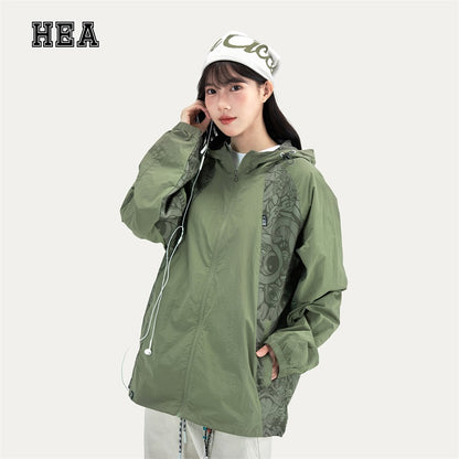 HEA Paisley Lion Allover Print Hooded Windbreaker Jacket