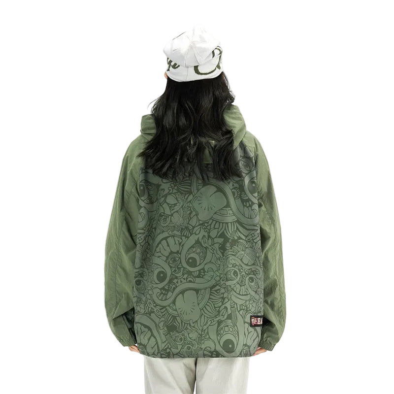 HEA Paisley Lion Allover Print Hooded Windbreaker Jacket