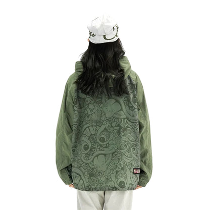 HEA Paisley Lion Allover Print Hooded Windbreaker Jacket