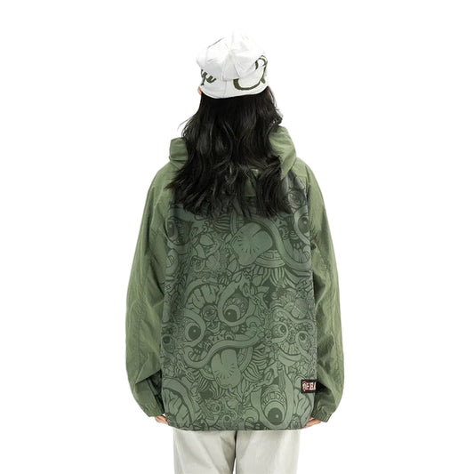 HEA Paisley Lion Allover Print Hooded Windbreaker Jacket