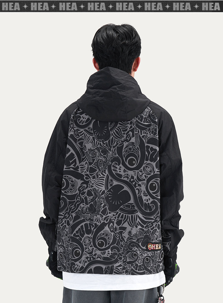 HEA Paisley Lion Allover Print Hooded Windbreaker Jacket