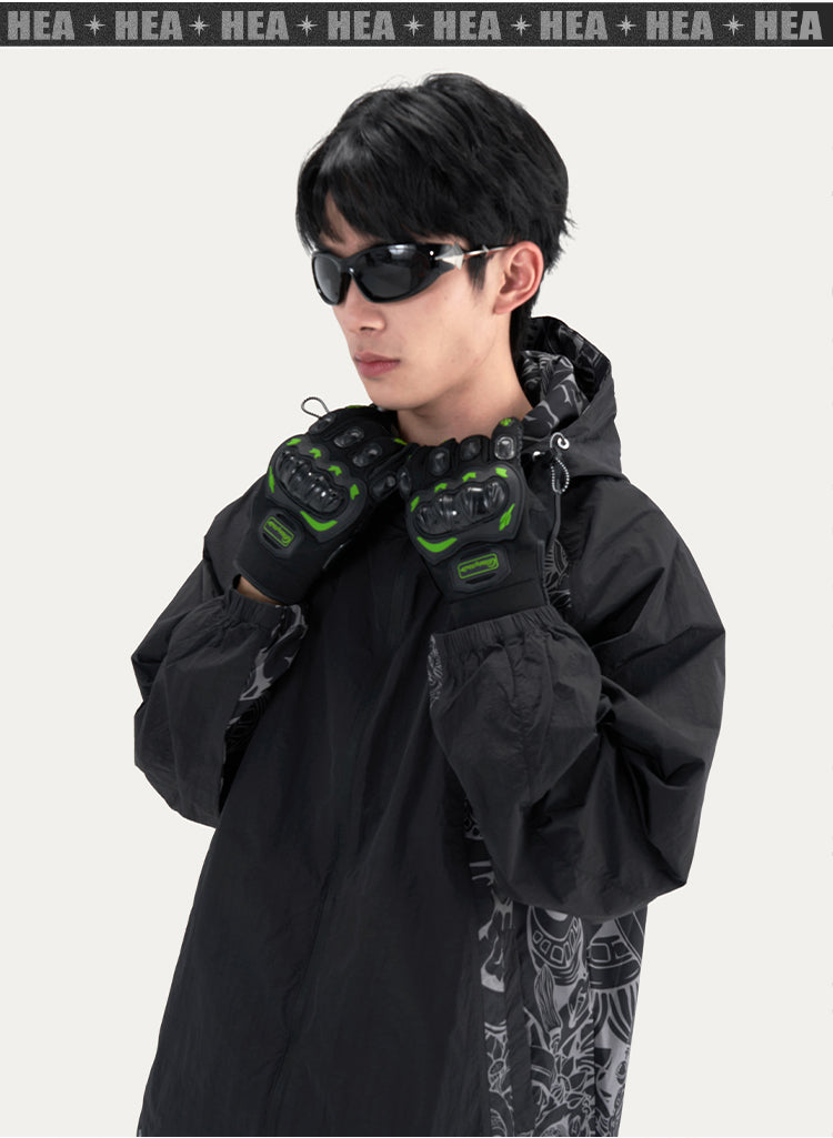HEA Paisley Lion Allover Print Hooded Windbreaker Jacket