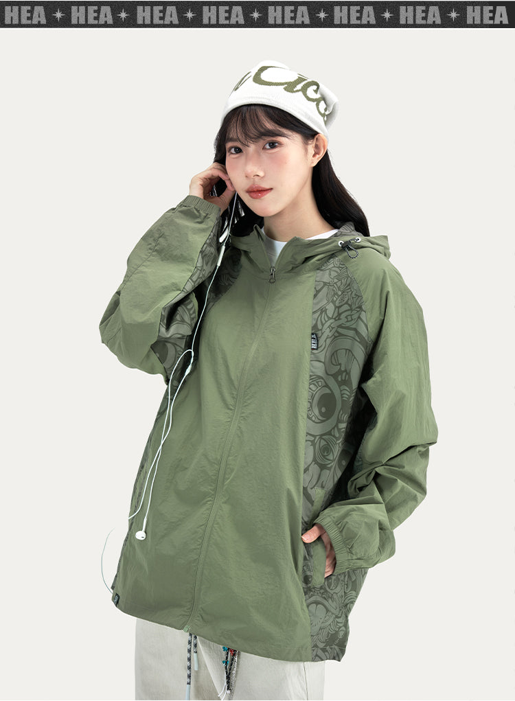 HEA Paisley Lion Allover Print Hooded Windbreaker Jacket
