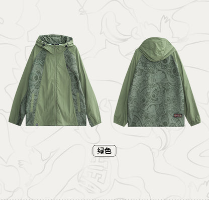 HEA Paisley Lion Allover Print Hooded Windbreaker Jacket