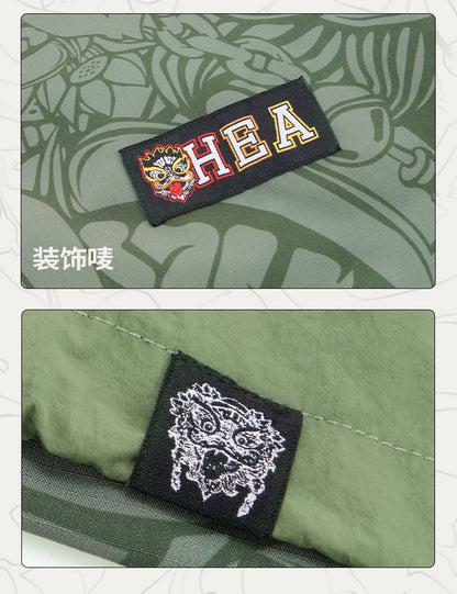 HEA Paisley Lion Allover Print Hooded Windbreaker Jacket