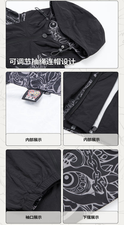 HEA Paisley Lion Allover Print Hooded Windbreaker Jacket