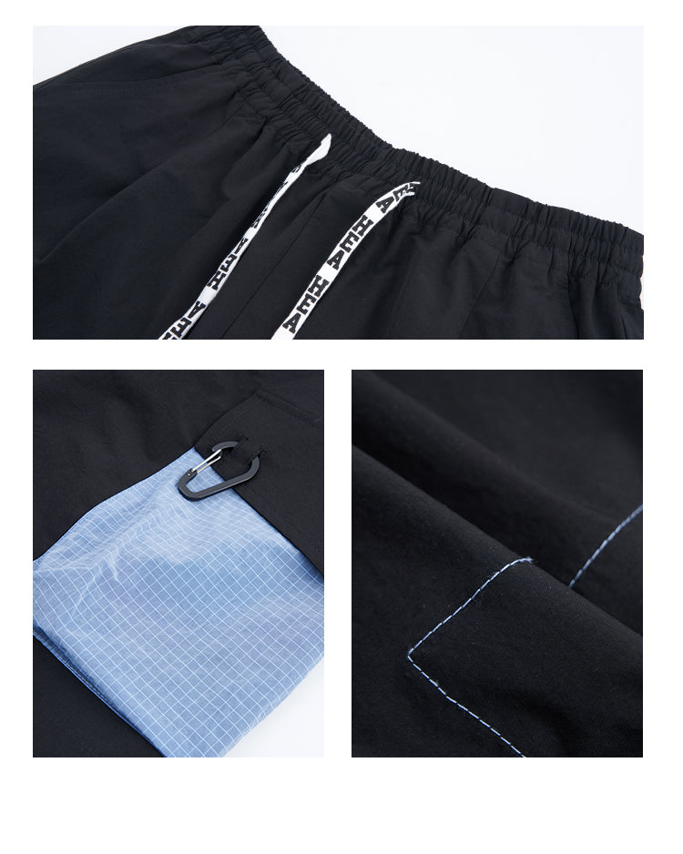 Color Block Patchwork Utility Casual Shorts