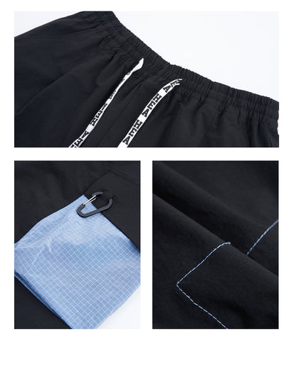 Color Block Patchwork Utility Casual Shorts