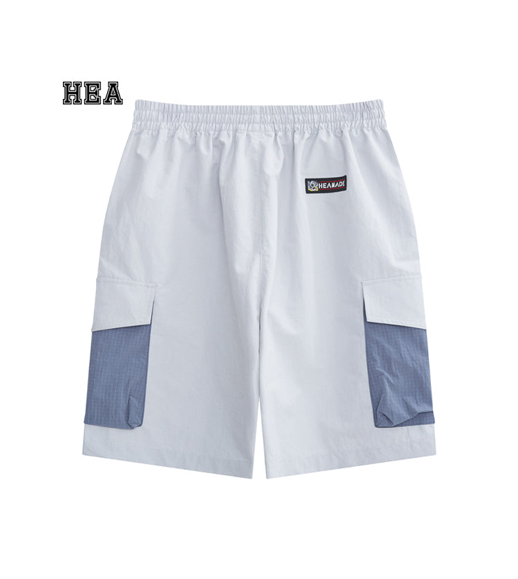 Color Block Patchwork Utility Casual Shorts