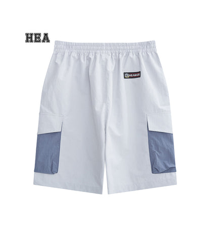 Color Block Patchwork Utility Casual Shorts