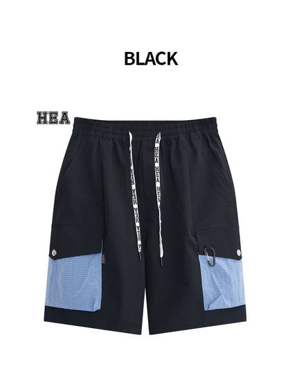 Color Block Patchwork Utility Casual Shorts