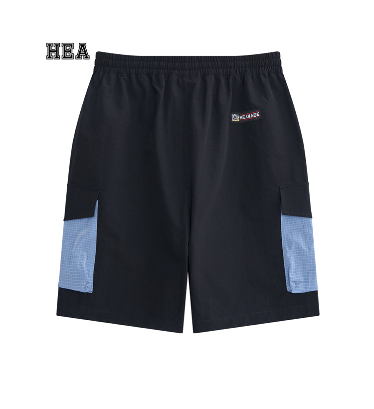 Color Block Patchwork Utility Casual Shorts