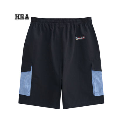 Color Block Patchwork Utility Casual Shorts