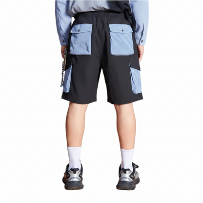 Color Block Patchwork Utility Casual Shorts
