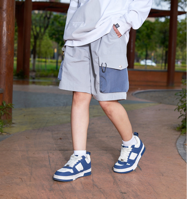 Color Block Patchwork Utility Casual Shorts