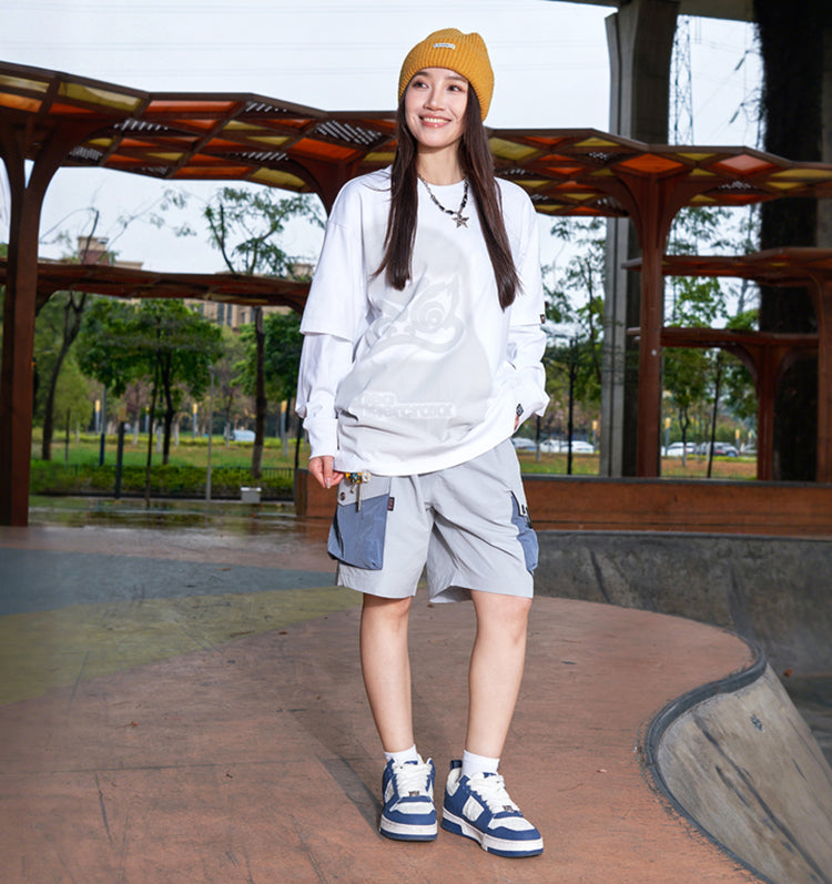 Color Block Patchwork Utility Casual Shorts