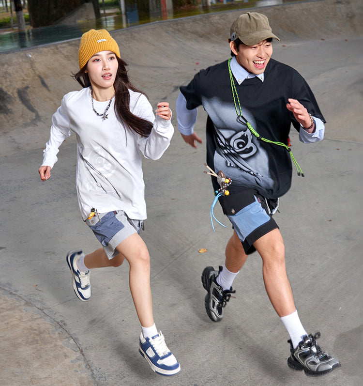 Color Block Patchwork Utility Casual Shorts