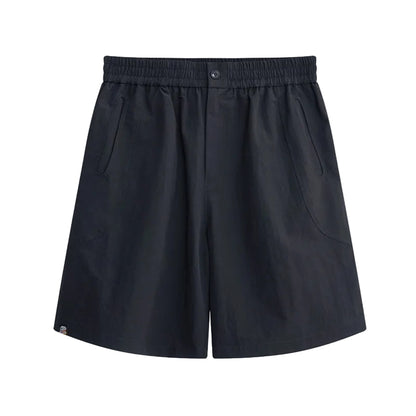 HEA Unisex Solid Color Casual Shorts, Elastic Waist Quick-Dry Streetwear Shorts