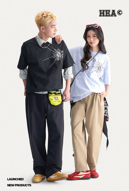 Embroidered Logo Woven Utility Casual Pants