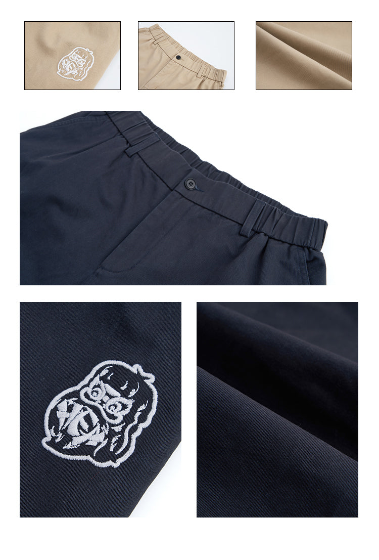 Embroidered Logo Woven Utility Casual Pants