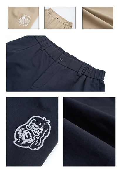 Embroidered Logo Woven Utility Casual Pants