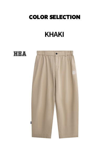 Embroidered Logo Woven Utility Casual Pants