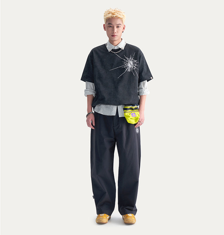 Embroidered Logo Woven Utility Casual Pants