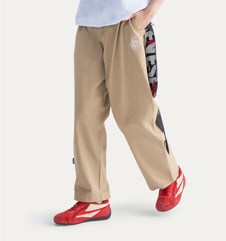 Embroidered Logo Woven Utility Casual Pants