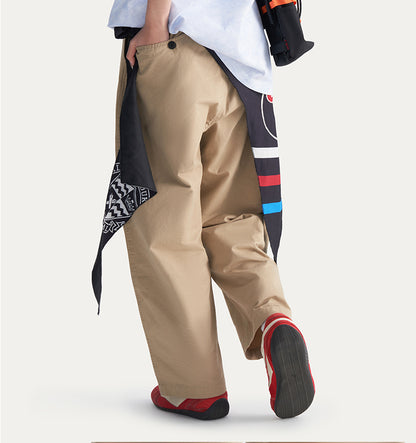 Embroidered Logo Woven Utility Casual Pants