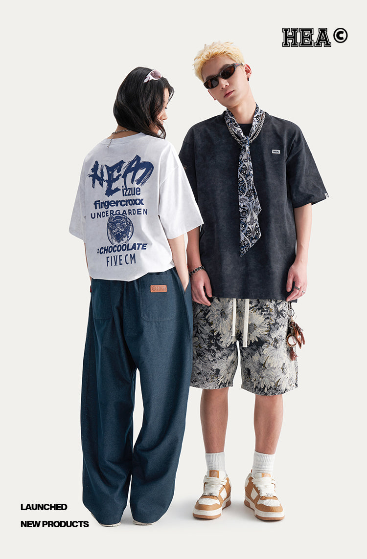 Distressed Gothic Back Print Heavyweight Oversized Streetwear Tee