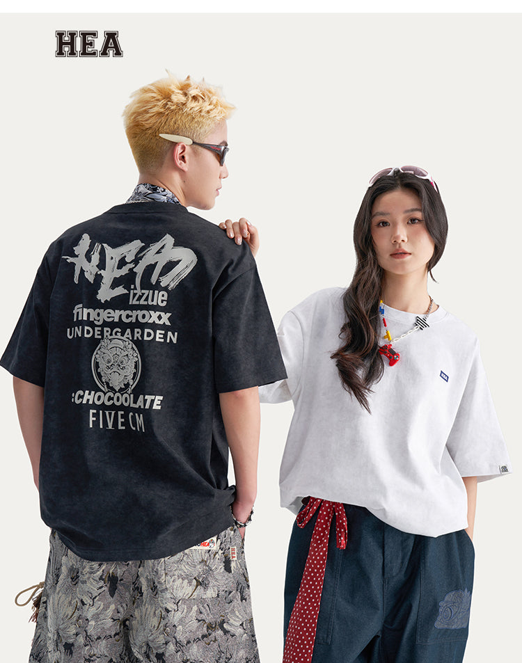 Distressed Gothic Back Print Heavyweight Oversized Streetwear Tee