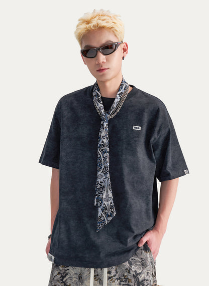 Distressed Gothic Back Print Heavyweight Oversized Streetwear Tee