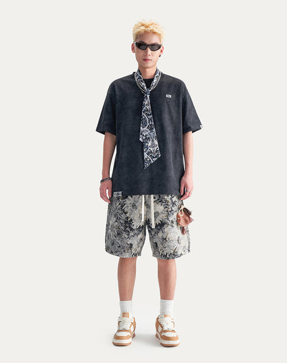 Distressed Gothic Back Print Heavyweight Oversized Streetwear Tee