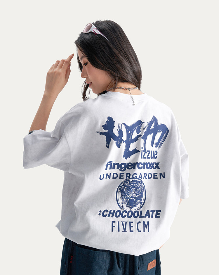 Distressed Gothic Back Print Heavyweight Oversized Streetwear Tee