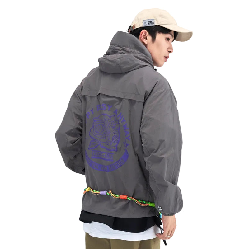 HEA Loose Fit Trench Coat with Zipper Closure Casual Outerwear Unisex Fashion Coat