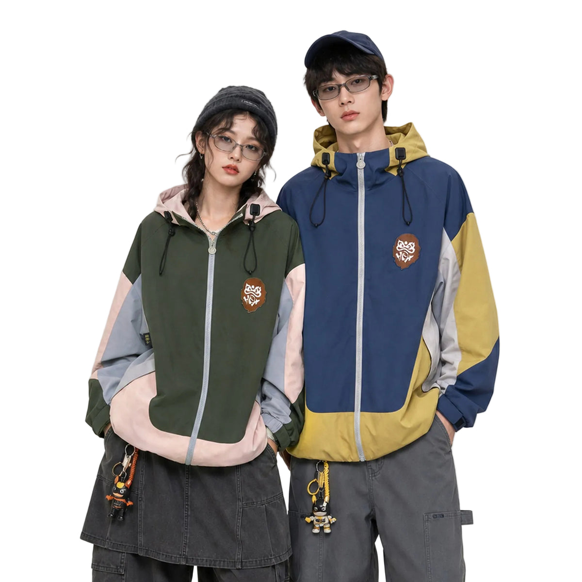 HEA Multi-Pocket Workwear Jacket – Contrast Collar Utility Coat