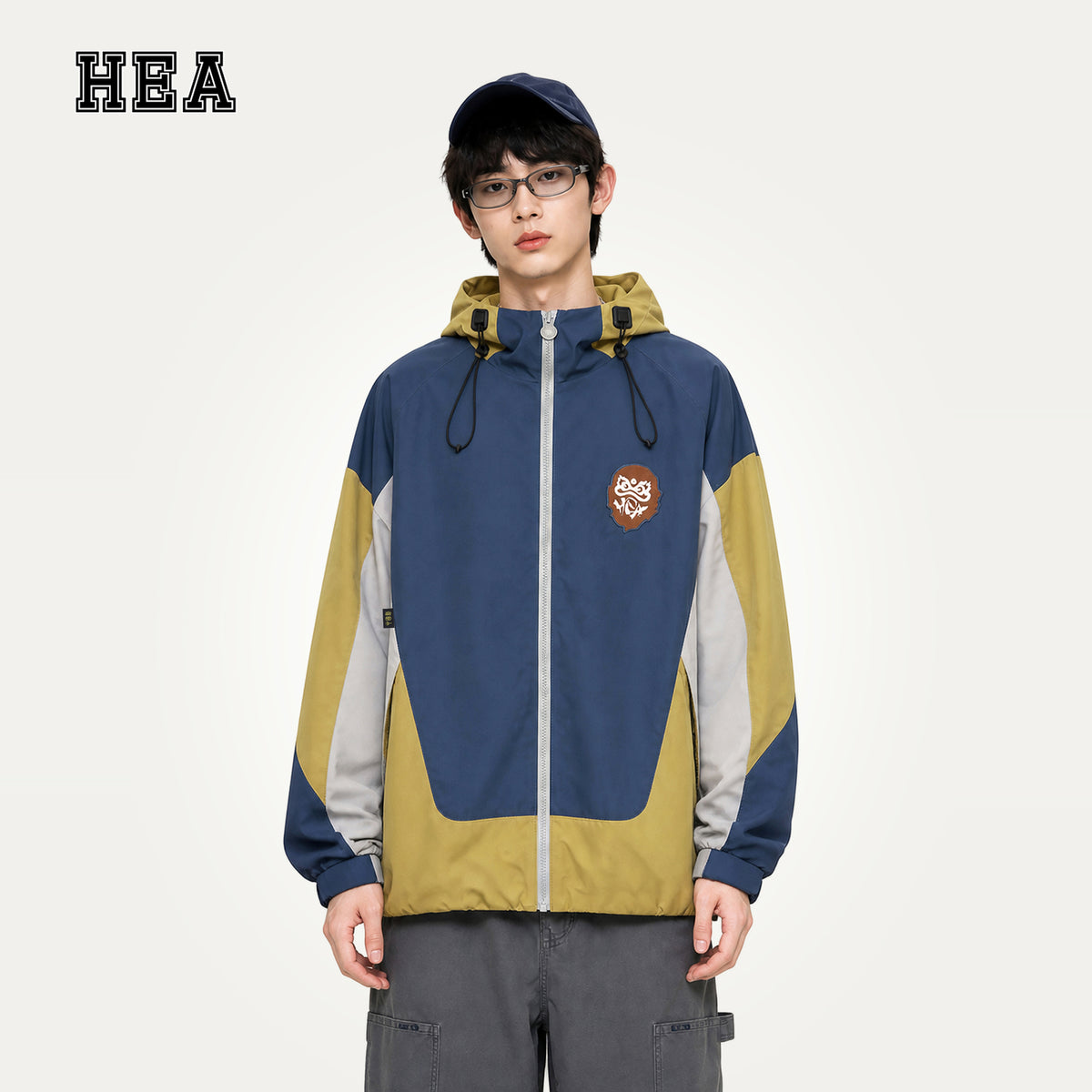 HEA Multi-Pocket Workwear Jacket – Contrast Collar Utility Coat